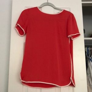 J Crew Red/White Silk Tee